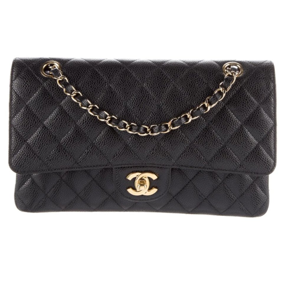Authentic Chanel Classic Caviar Medium Double Flap Bag